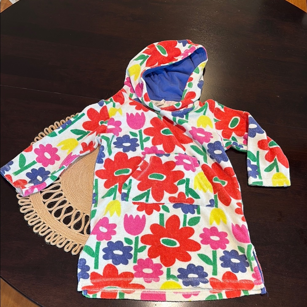 Mini Boden Colorful Floral Hooded Towel Coverup